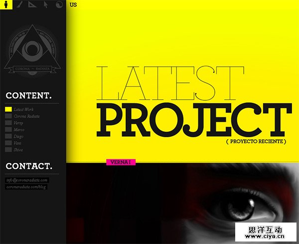 Corona Radiata in 70 Best Creative Websites of 2012