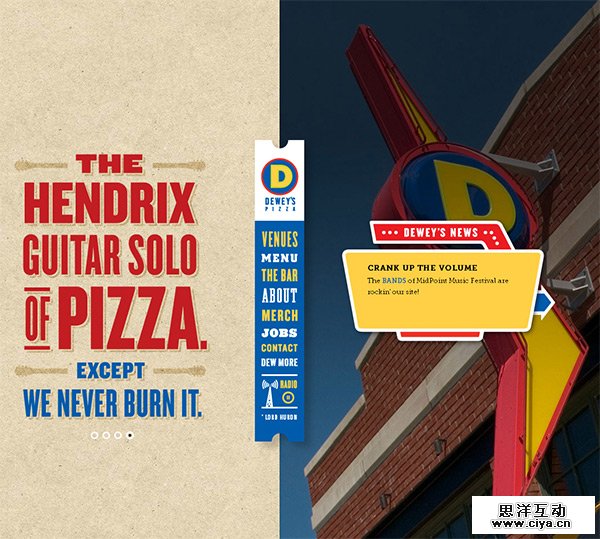 Dewey’s Pizza in 70 Best Creative Websites of 2012