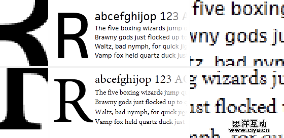 Above: DirectWrite rendering of FacitWeb (above) and Minion Pro (below).