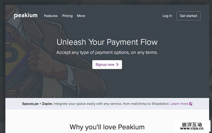peakium dark subscription landing page design
