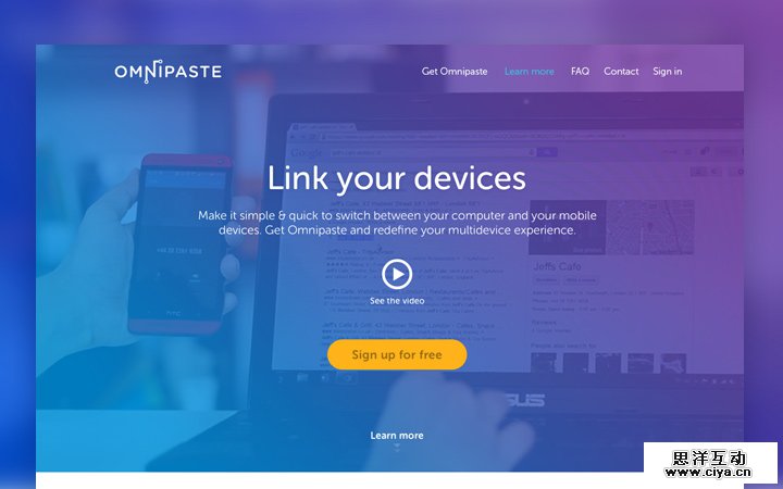 omnipaste website app homepage design