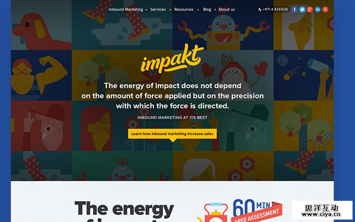 impakt homepage tiled website layout design