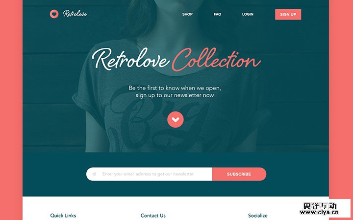 retro love homepage website layout