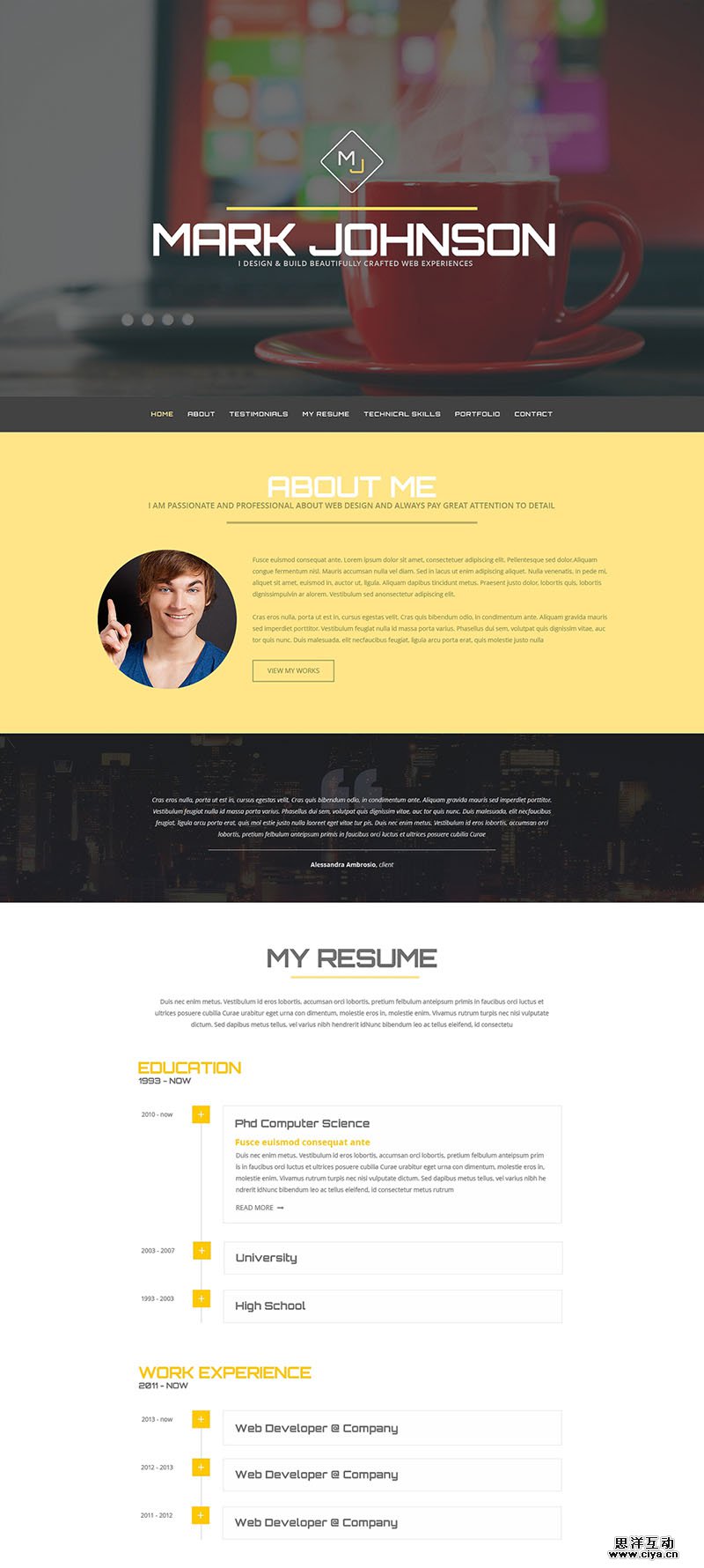 Personal Page of Web Designer WordPress Theme