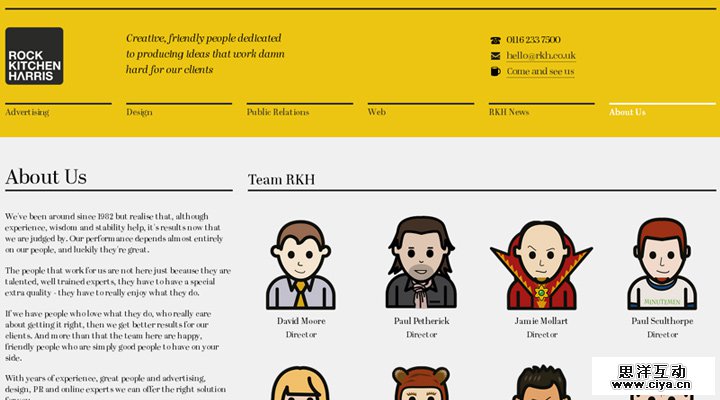yellow team webpage layout rock kitchen harris