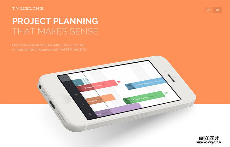 The Tymeline homepage as an example of a stylish homepage in web design ux