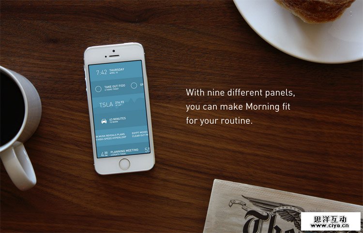 The Morning homepage as a web design example of a beautiful homepage