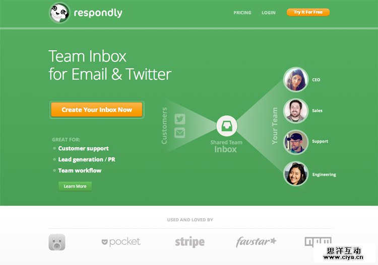 The Respondly homepage as an example of a stylish homepage in web design ux