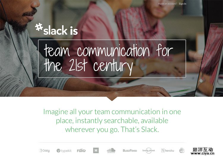 The Slack homepage as a web design example of a beautiful landing page
