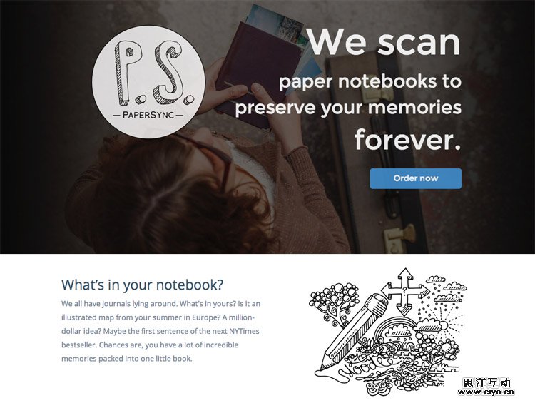 The PaperSync homepage as a web design example of a beautiful landing page