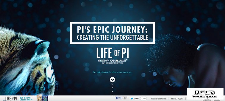 Pi's Epic Journey movie animated css parallax scrolling
