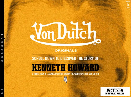 Textured website design example: Von Dutch