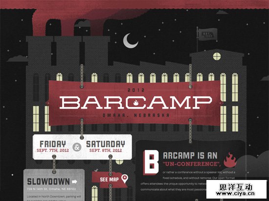 Textured website design example: Barcamp Omaha 2012