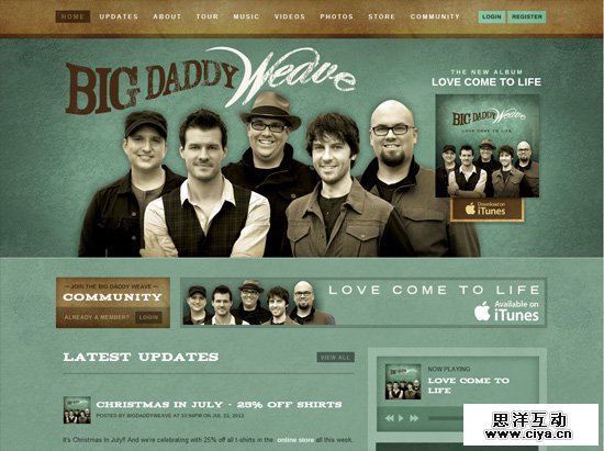 Textured website design example: Big Daddy Weave