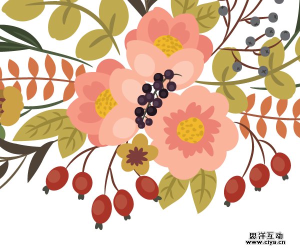 AI教程！如何在Illustrator中绘制典雅的复古花艺作品