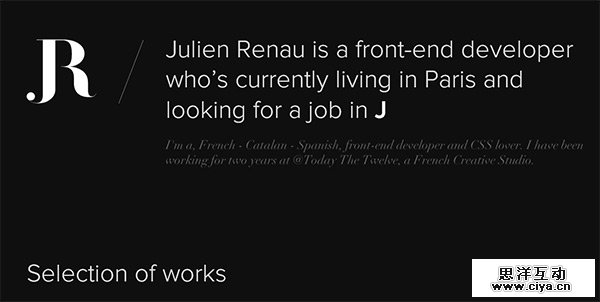 Julien Renau in Collection of 50 Modern Websites in Dark Style