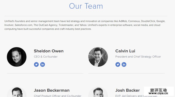 unified social team webpage design inspiration