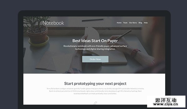 Notebook in 30 Fresh and Free PSD Website Templates