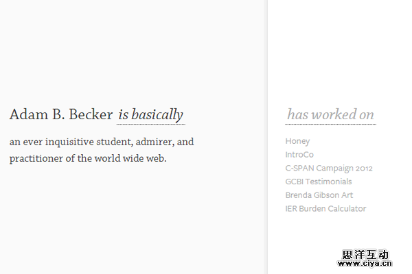 white minimal portfolio layout adam becker