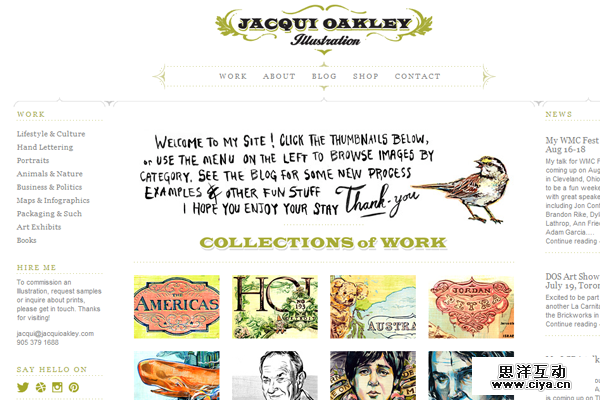 jacqui oakley website layout design