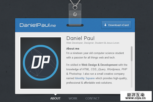 dan paul daniel vcard portfolio website