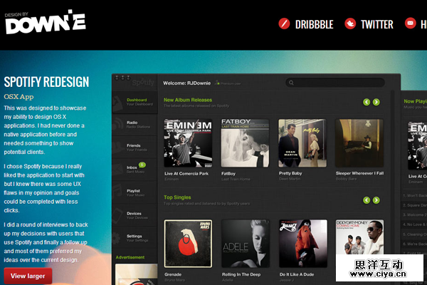 ryan downie website layout portfolio designer