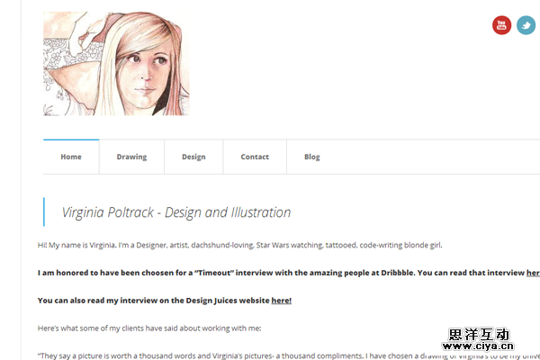 virginia poltrack website layout minimalist