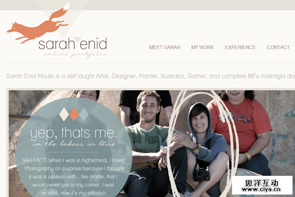sarah enid portfolio website layout