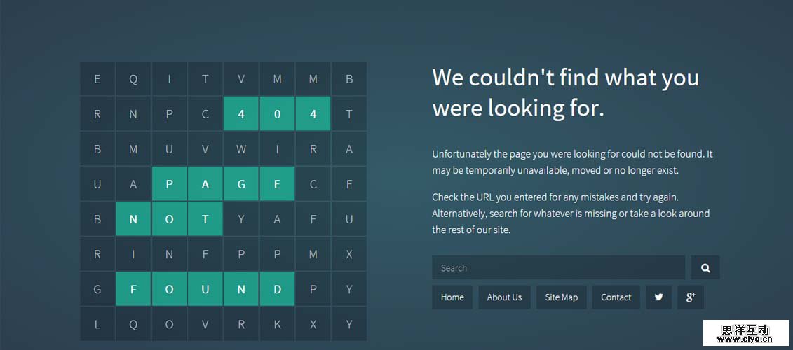 Wordsearch - Responsive 404 Error Pack