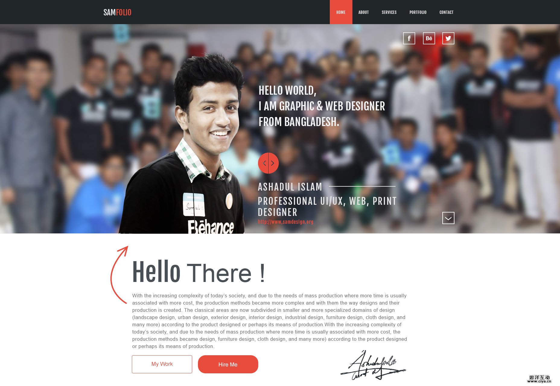 samfolio-personal-one-page-web-psd-on-behance