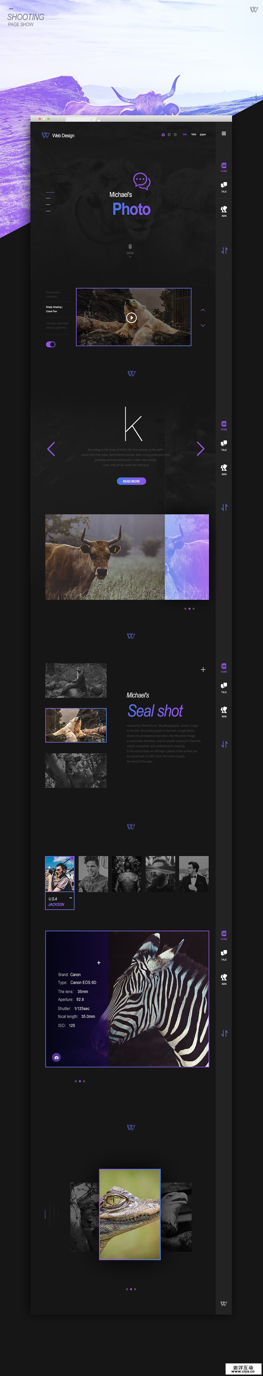 查看《摄影题材网页排版/Photography theme page layout》原图，原图尺寸：900x4703